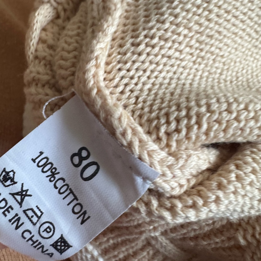 Cozy Knit Heart Long Sleeve Romper - Cream and Tan - Picture 8 of 8